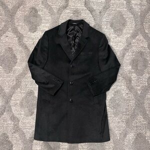 London Fog Wool Blend Long Charcoal Pea Coat